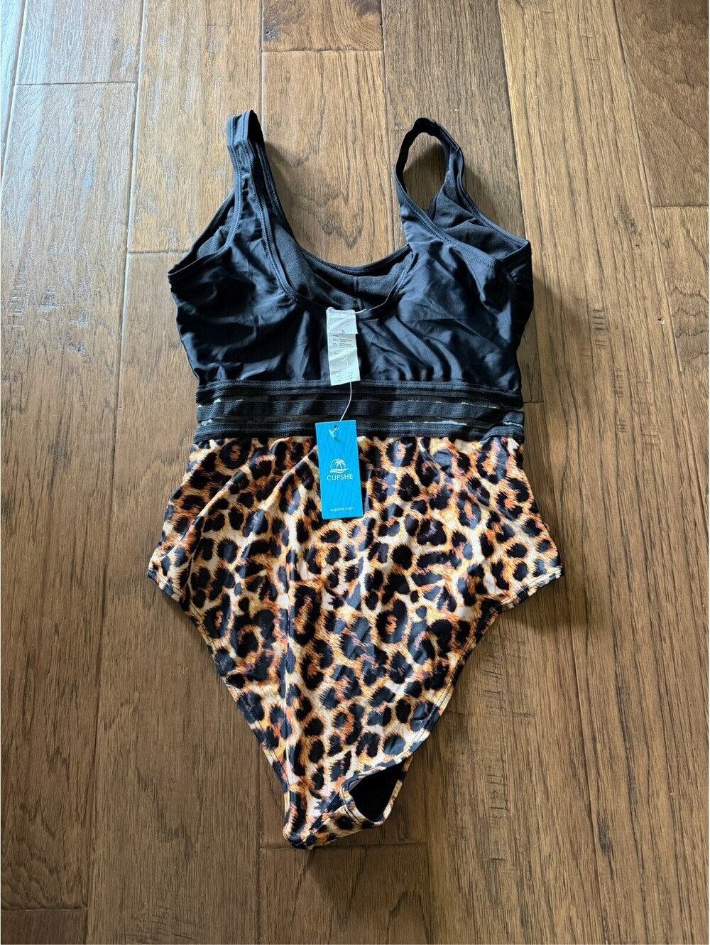 Cupshe Leopard Print Cutout One Piece Swimsuit Black Tan Size Sm